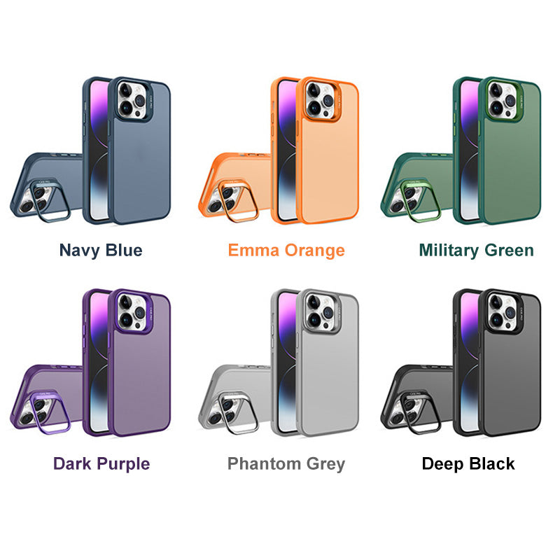 Translucent Frosted Metal Lens Frame Holder Mobile Phone Case